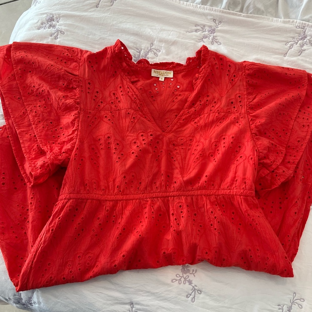 Red Eyelet Dress - Picture 4 of 7